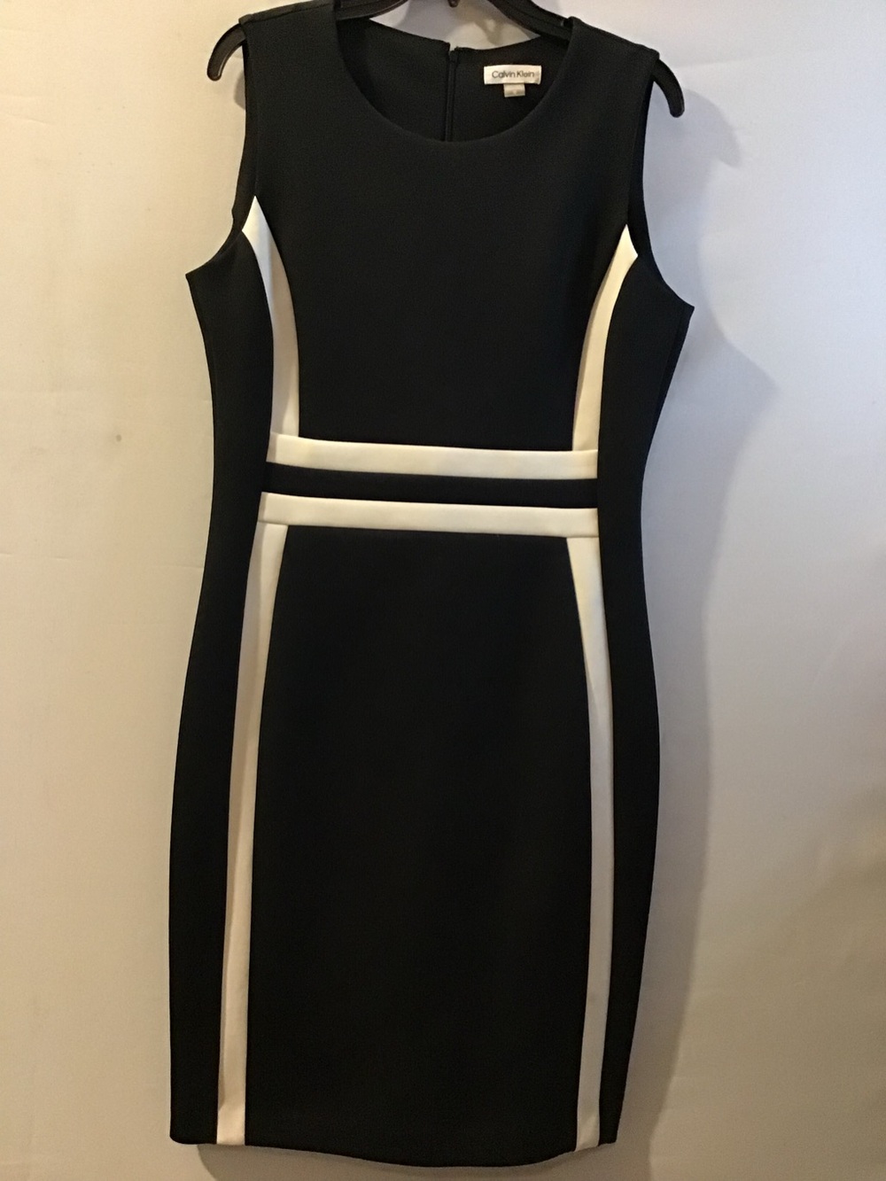 495 Calvin Klein Black Dress with White Paneling